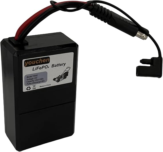 12V 1Ah 30CCA Lithium Iron Phosphate Battery with SAE Plug Start Battery for Lawn Mower, Household Gasoline Generator, 2500+ Cycles, Built-in BMS