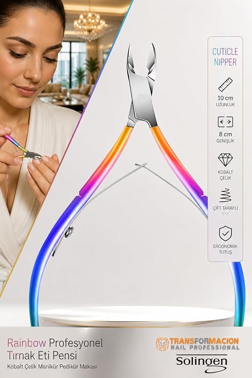 Transformacion Rainbow Profesyonel Tırnak Eti Pensi, Kobalt Çelik Manikür Pedikür Makası Solingen Profesyonel 718963