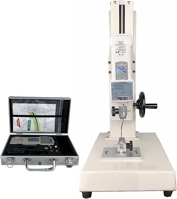 Manual Horizontal Digital Push-Pull Meter, 10-1000n Digital Force Test Bench, with 5 Fixtures,2 Testing Clamp, Stroke 270mm, for Textiles, Sports 200N-20KG