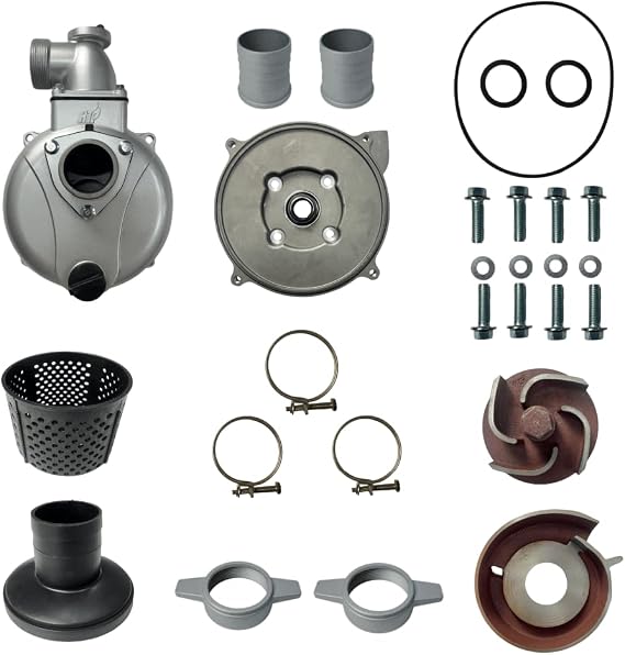 Complete Threaded Semi-Trash Water Pump W/NPT Thread Inlet and Outlet Including Gasket O-Ring and Mechanical Seal For Threaded Shaft 2" IN. Ports