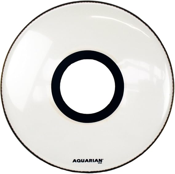 Aquarian Drumheads PTCC20WH Center Ported Bass 20-inch Bass Drum Head, goss white