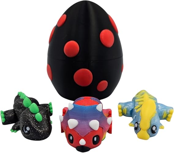 Jurassic Dinosaur Egg with 3X Dinosaur Fidget Animals - Triceratops, T-Rex, Parasaur - Includes Mystery Egg with Twist Enclosure - Educational, ADHD, Stress, Anxiety Relief
