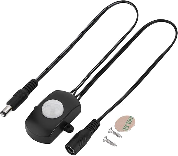 Mini PIR Infrared Motion Sensor LED Strip Human Detector Save Energy Efficient Automatic Lighting Control for Home Security (Black)