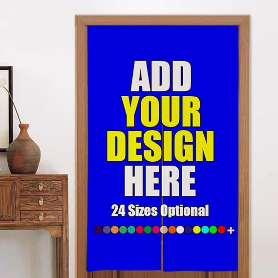 Custom Japanese Doorway Curtain Design Your Own Photo Text Tapestry Restaurant Decoration Curtain Personalized for Kitchen Tapestry for Wall Hanging Decoration, Blue