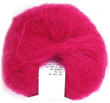 Soft Mohair Knitting Yarn - Angora Wool Pashm for DIY Hand Knitwear, Crochet Shawl, Scarf (Rose Pink)