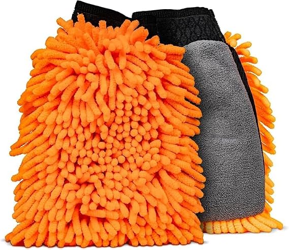 Mayaglory Premium Mikrofiber Oto Yıkama Eldiveni - Çift Taraflı Şönil Dokulu, Çizmez ve Ultra Emici Araç Temizlik Eldiveni