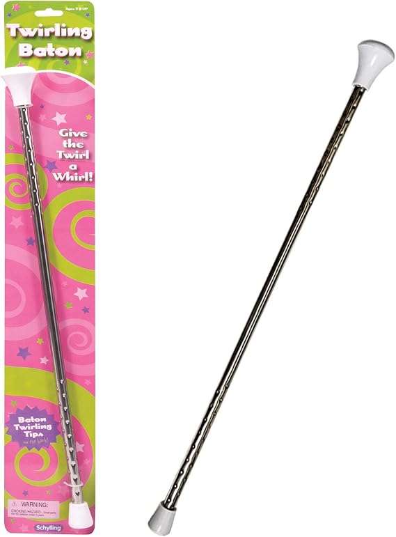 Schylling Twirling Baton - Metal Kids Baton - Rubberized Ends in Assorted Pink, White, and Purple Colors - Ages 3 and Up - One Baton