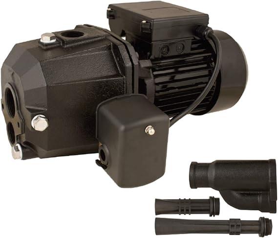 Star SJ07 3/4 HP Cast Iron Convertible Jet Well Pump for Shallow or Deep Wells, Includes Injector Kit, Dual Voltage Black