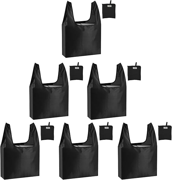 Large Reusable Bags Shopping Washable Foldable 6 Pack Grocery Bags Heavy Duty Lightweight Folding Gift Tote Bag Durable Polyester