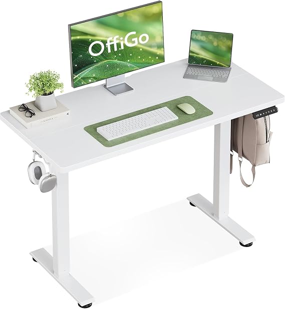 OffiGo Standing Desk, Small Height Adjustable Desk with 3 Memory Heights