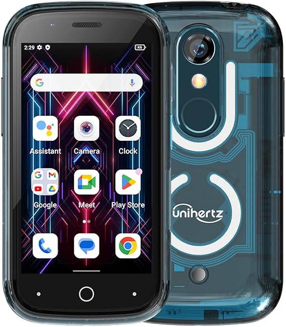 Unihertz Jelly Star World's Smallest Android 13 Smartphone with Clear Design and LED Light NFC OTG Blue