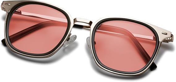 BRADDELL FL-41 Photochromic Rose Migraine Light Sensitivity Glasses for Fluorescent LED Glare & Concussion