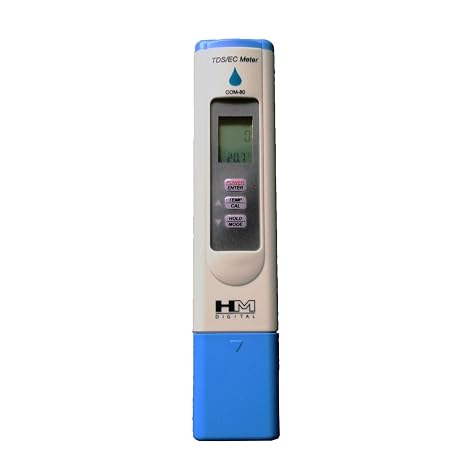 HM Digital COM-80 Electrical Conductivity (EC) and Total Dissolved Solids Hydro Tester, 0-5000 ppm TDS Range, 1 ppm Resolution, +/- 2% Readout Accuracy