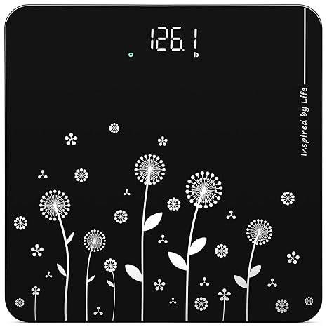 Vitafit Digital Bathroom Scale for Body Weight, High Precision in 0.1lb Assured by Weight Scale Professional Factory Since 2001, White LED and Step-On, 3 AAA Batteries Included, 400lb/182kg, Black