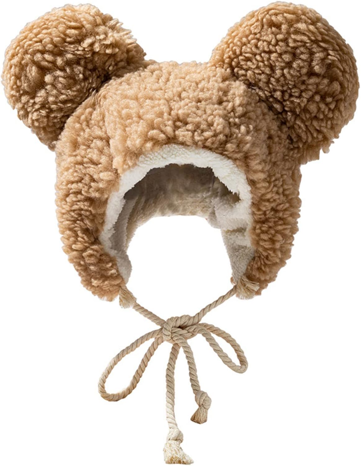 Fuzzy Bear Hat Unisex Fluffy Faux Fur Animal Critter Cap Ushanka Big Ears Beanie for Adult Winter Hats Ear Flaps Lovely Gift
