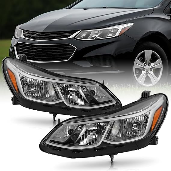 KEEKPO - Compatible with 2016 2017 2018 Chevy Cruze Halogen w/o LED DRL Headlights Headlamps Pair Replacement Left+Right
