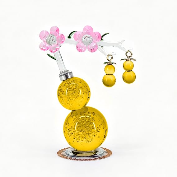 Yellow - Crystal Gourd Ornament Glass Feng Shui Gourd Craft