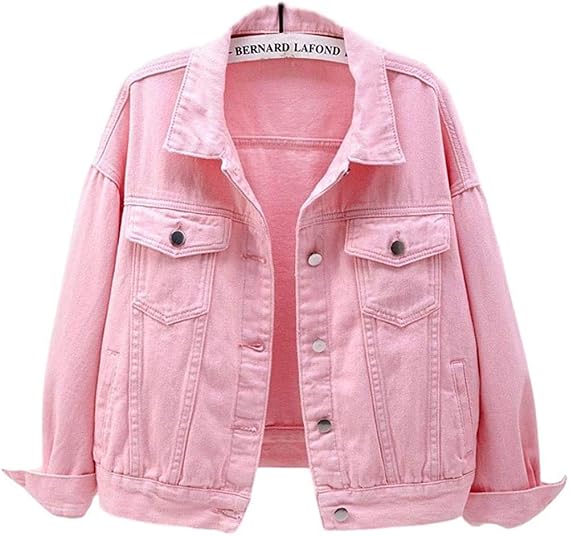 Lazutom Women's Basic Button Down Long Sleeve Denim Jean Jacket
