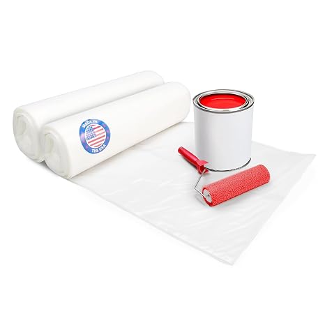 Plastic Sheeting 4 mil, 4' x 50' (200 sq.ft.), Pack of 2 - USA-Made Thick Semi-Clear Plastic Sheeting for Painting, Construction, Drop Cloth - Heavy Duty LDPE Film Rolls by IDL Packaging