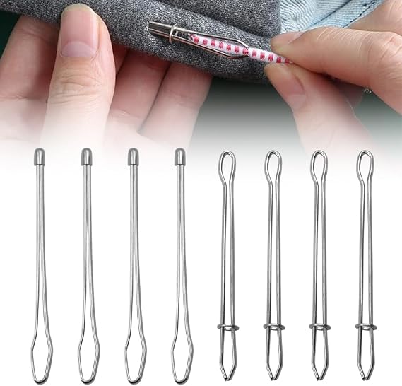 DIY Rope Threader Clip, Metal Drawstring Threader Tool Set with Latch, Drawstrings Replacement with Easy Threaders for Drawstring Replacement for Hoodies, Shorts, Pants (8pcs)