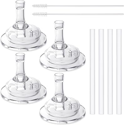VANEST 4 Pack Replacement Straws & 2 Pack Straw Brushes, Compatible with Grosmimi Stage2, Soft Silicone, No Spill, BPA Free