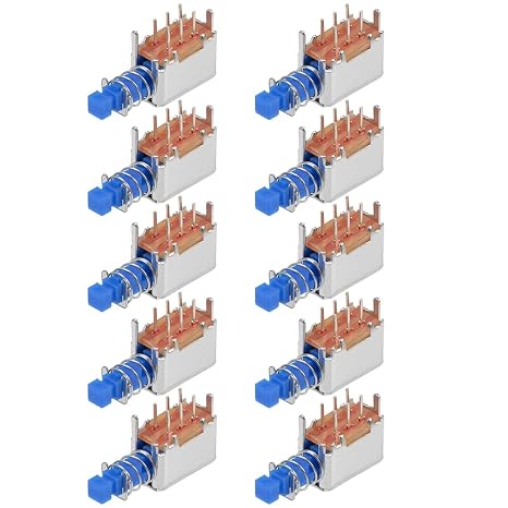 uxcell Push Button Switch DPDT 6 Pin 1 Position Self-Locking Blue 10pcs