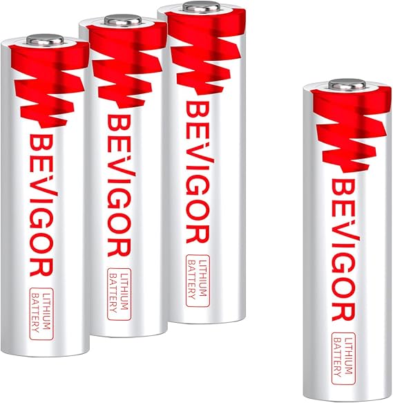 BEVIGOR Lithium AA Batteries, 4 Pack 1.5V 3000mAh Long Lasting AA BatteryNon-Rechargeable