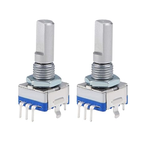 sourcing map 360 Degree Rotary Encoder Code Switch Digital Potentiometer EC11 5 Pins 20mm D-Shaft 2pcs