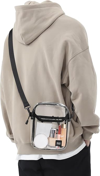 SEAFEW Clear Mini Crossbody Bag Shoulder Bag for Men, Small Messenger Satchel Bag for Women