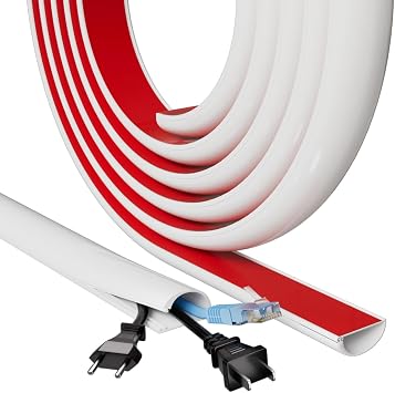 39" Side Buckle Cable Hider Cords,Extension Cord Covers for Wires On Wall,Adhesive Cord Hider for Wall Mount Tv, Wire Channel for Cable Concealer,Cable Raceway Home & Office,White, W 1.08" H 0.6"