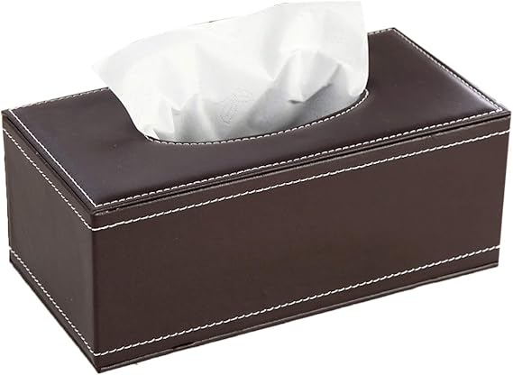 Cicilin Napkin Box, PU Leather Household Office Rectangular Tissue Paper Holder Box Cover Case Napkin Holder -Home Decoration Coffee L