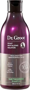 Dr. Groot Scalp Revitalizing Solution Hair Thickening Shampoo | With Biotin and Prebiotics | Clinically Helps Visibly Volumize Thin, Damaged or Dry Hair, 385 ml