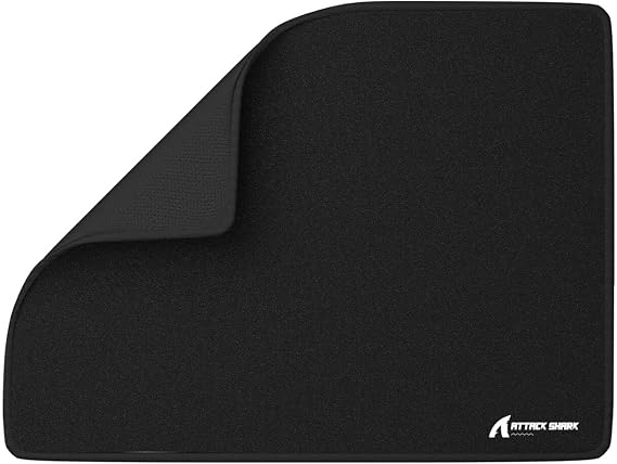 ATTACK SHARK CM02SE eSports Gaming Mouse Pad, Water Resistant Coating Large Mouse Mat, Fine Sand-Like Texture Surface, Slip-Resistant Bottom, Micro-Knit Stitched Edges, 405x305x4mm - Black