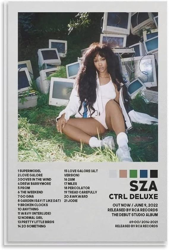 Sza Poster Ctrl Deluxe Album Cover Poster for Room Aesthetic Decorative Painting Canvas Wall Art Bed Home Decor Poster Wall Art Hanging Picture Print Bedroom Decorative Painting Posters Room Aesthetic