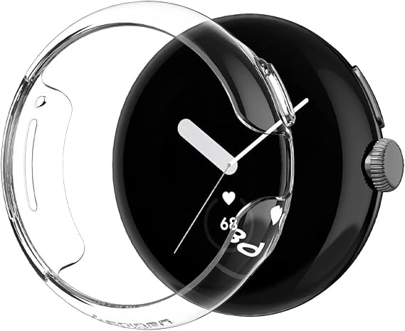 Spigen ACS05794 Google Pixel Watch 2 Case / Google Pixel Watch Compatible, Drop, Shock, Absorbent, Easy On/Off, Ultra-thin, Simple, Slim, Lightweight, Protective Cover, Thin Fit Crystal Clear