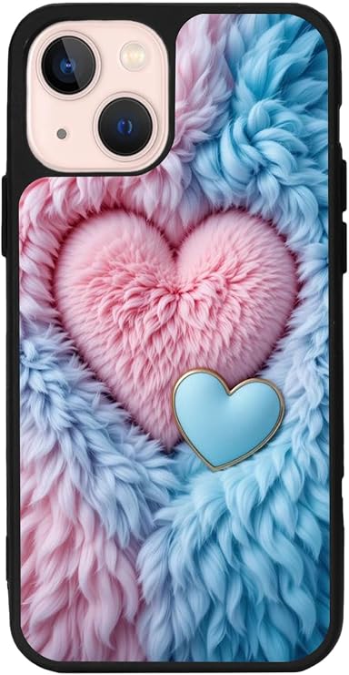 Apple iPhone 13 ile Uyumlu Kalp Desenli, Mat Siyah, Yumuşak Silikon, Şok Emici Koruyucu Kılıf
