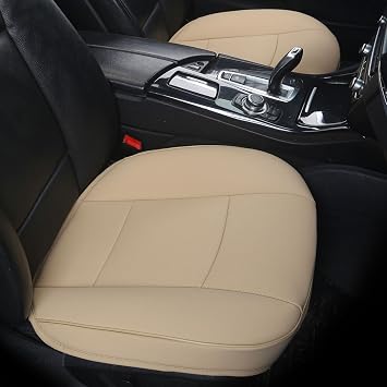 Ultra-Luxury PU Leather Car Seat Protection Cover Car Seat Cover for Most Four-Door Sedan&SUV,Single Seat Cover Without Backrest 1PCS (W 20.8 D 21 T 0.2inch) (3D-Beige)