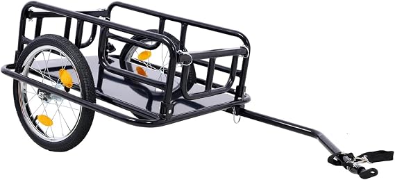 Foldable Bicycle Freight Trailer, Foldable Bike Cargo Trailer with Universal Bike Hitch, Bicycle Wagon Trailer with 16" Wheels & Reflectors, Large Loading Bike Trailer Storage Cart