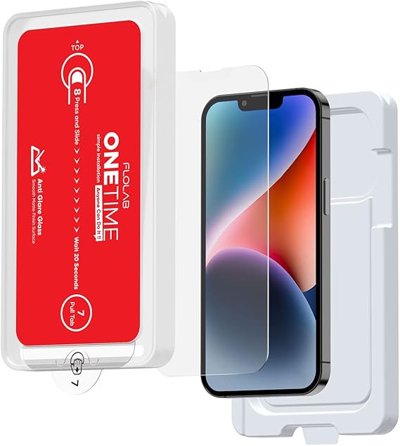 FLOLAB NanoArmour ONETIME Case Friendly for iPhone 14 Plus / 13 Pro Max Anti Glare Screen Protector Military-Grade Tempered Glass - Durable, Smooth, Matte Surface, Easy to Install Dust Free