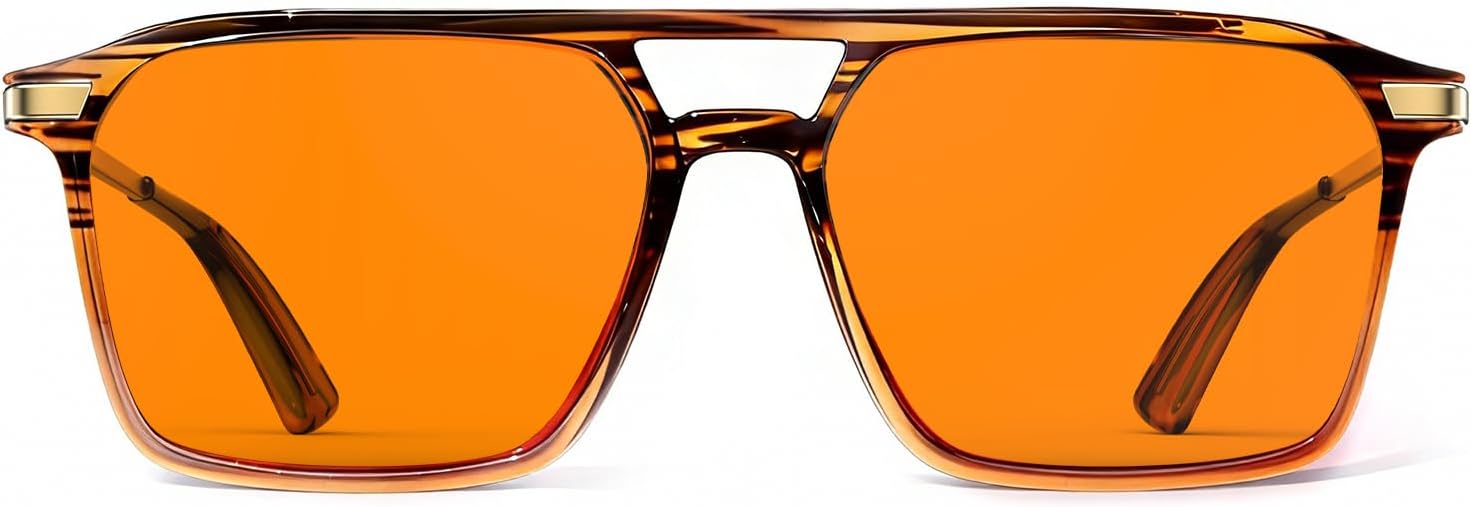 Goiteia 100% Orange Blue Light Blocking Glasses-Amber Tint Gaming Glasses for Better SleepEyes StrainLight Sensitive-Ultra Light & Spring Hinges for Better Comfor