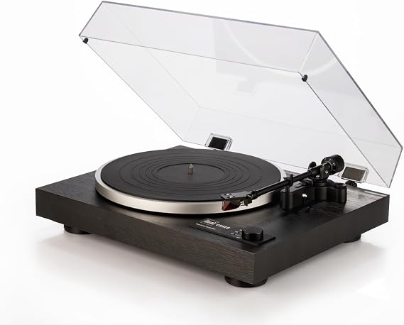 Dual CS 418 HiFi Turntable Belt Drive Manual Vinyl Turntable with Integrated Phono Pre-amplifier Three Speeds Ortofon 2M Red Slotting System Black