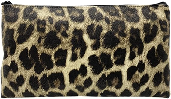 Zippered Security Bank Deposit Bag, PU Leather Cash and Coin Utility Pouch Bank Envelopes with Zipper (Yellow leopard)