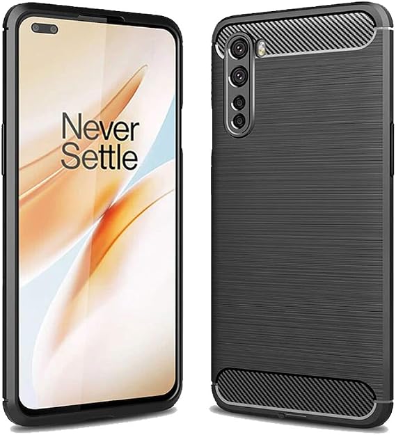 Microcase OnePlus Nord Brushed Carbon Fiber Silikon Kılıf - Siyah