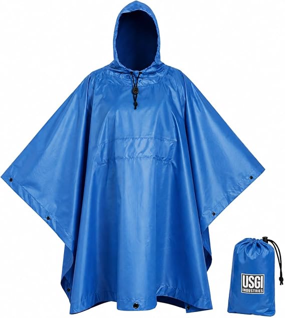 USGI Industries Military Style Poncho Multi Use Rip Stop Camouflage Rain Poncho