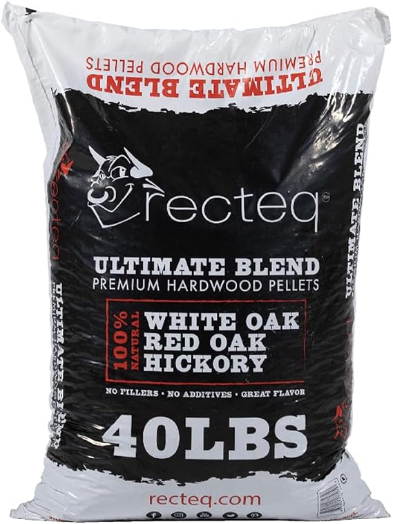 recteq Ultimate Premium Hardwood Grilling Cooking Pellet Barbecue BBQ Grill Smoker Blend with Red Oak, White Oak, Hickory Wood Pellets for Smokers, 40 Pound Bag
