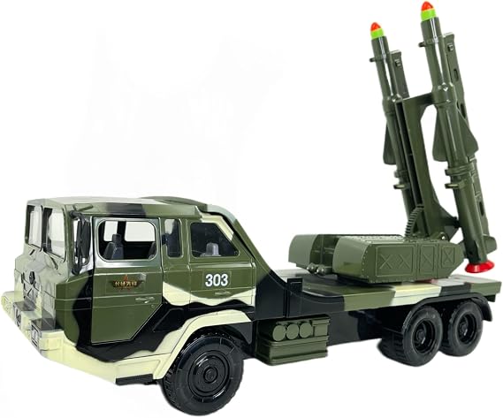 Big Daddy Military Missile Transport Army Truck Anti Aircraft Twin Missile Jungle Camouflage Toy Truck
