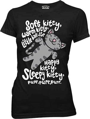 The Big Bang Theory Soft Kitty Warm Kitty BLACK Juniors T-Shirt Juniors X-Large