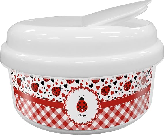 Personalized Ladybugs & Gingham Snack Container