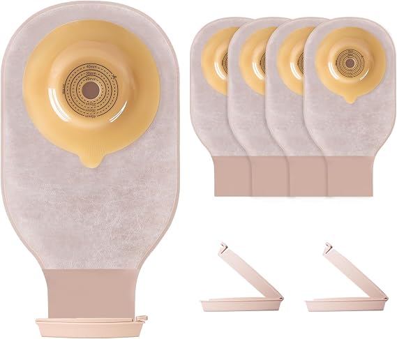 10 PCS Colostomy Bags with Clamp Closure, One Piece Convex Ostomy Bag Ostomy Supplies,15mm-45mm Cut-to-Fit Drainable Pouches for Stoma Care