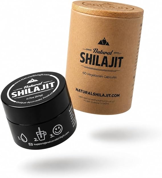 NATURAL SHILAJIT Resin 20g + Capsules 60 Count Bundle for Men and Women